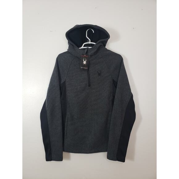(N5) SPYDER Polar Sweater Mens Size S Pullover Gray Hooded Winter Performance - Picture 1 of 10